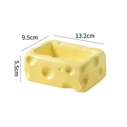 Cute Ceramic Pet Bowl with Cheese Shape