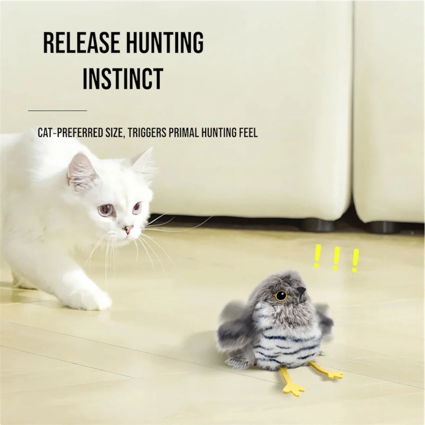 Flapping Little Fat Bird Interactive Cat Toy – Touch-Activated Flying Bird with Realistic Wing Motion