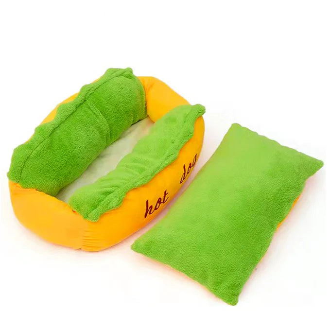 Hot Dog Dog Bed With Bolsters - The Zoo Mart