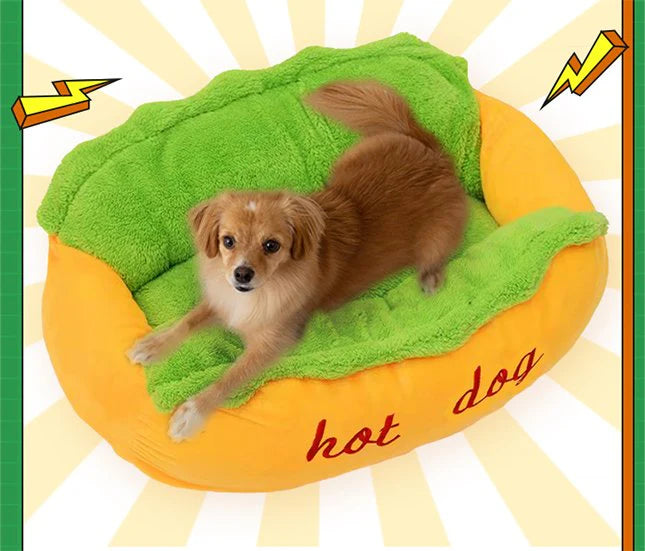 Hot Dog Dog Bed With Bolsters