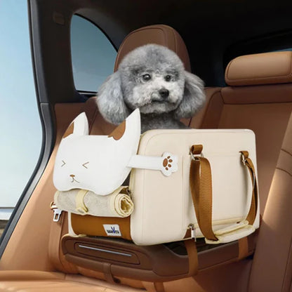 Dog Car Seat & Travel Carrier with Safety Leash | Anti-Escape Pet Booster Seat for Small Dogs