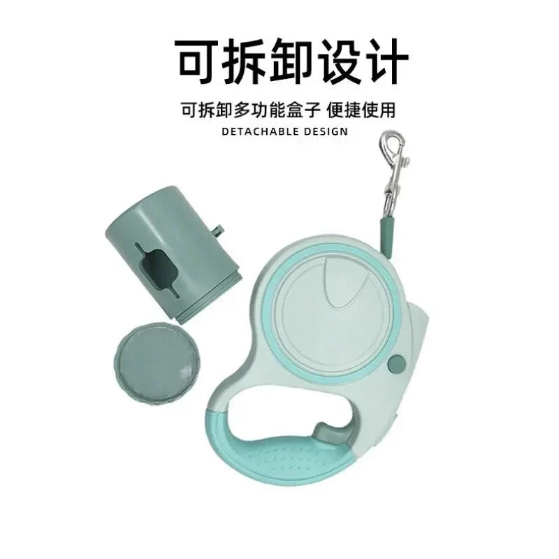 Retractable Leash With LED Poop Bag Dispenser