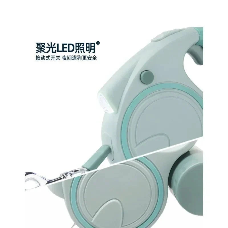 Retractable Leash With LED Poop Bag Dispenser - The Zoo Mart
